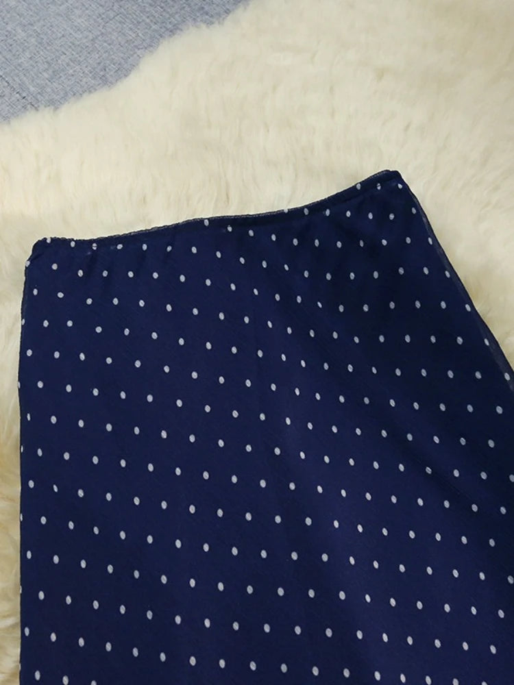 Seoulish Polka Dot Printed Fishtail Skirt Women Summer Loose Draped Slim Fit Casual Long Skirts for Women