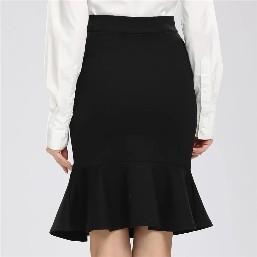 Version of high waist bag hip stretch skirt ruffled A word skirt fishtail skirt