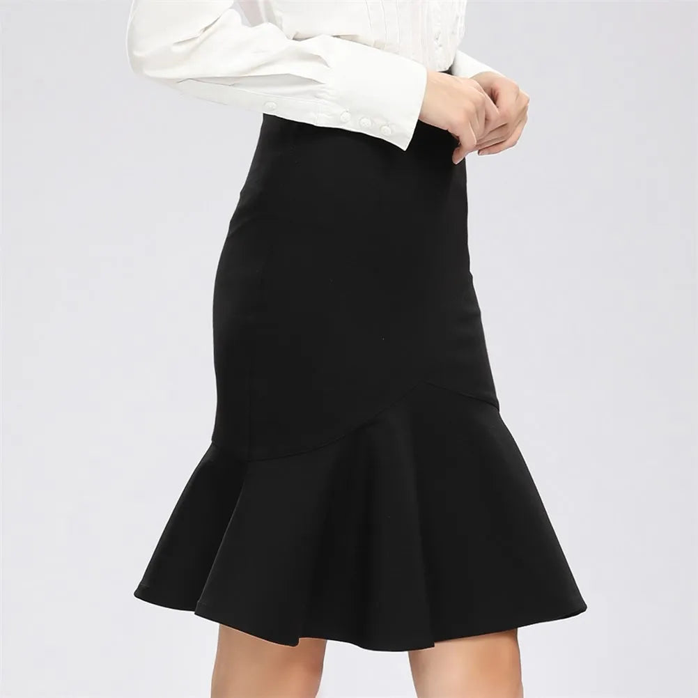 Version of high waist bag hip stretch skirt ruffled A word skirt fishtail skirt