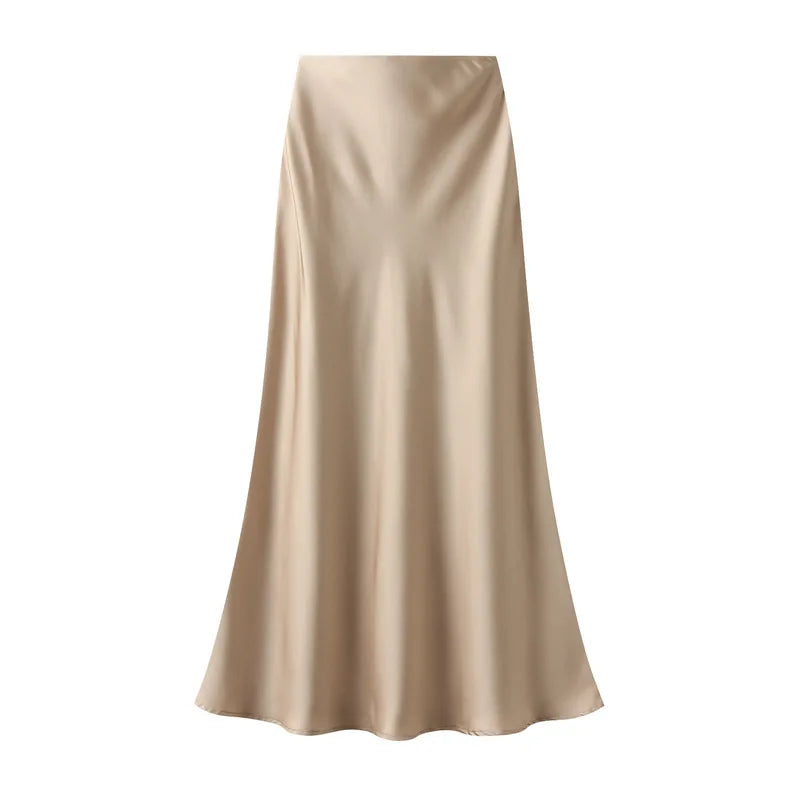 Temperament Elegant Satin Fishtail Skirt Mujer Faldas Vintage Maxi Skirts Women Party Wear Vestido De Festa Fashion Clothes