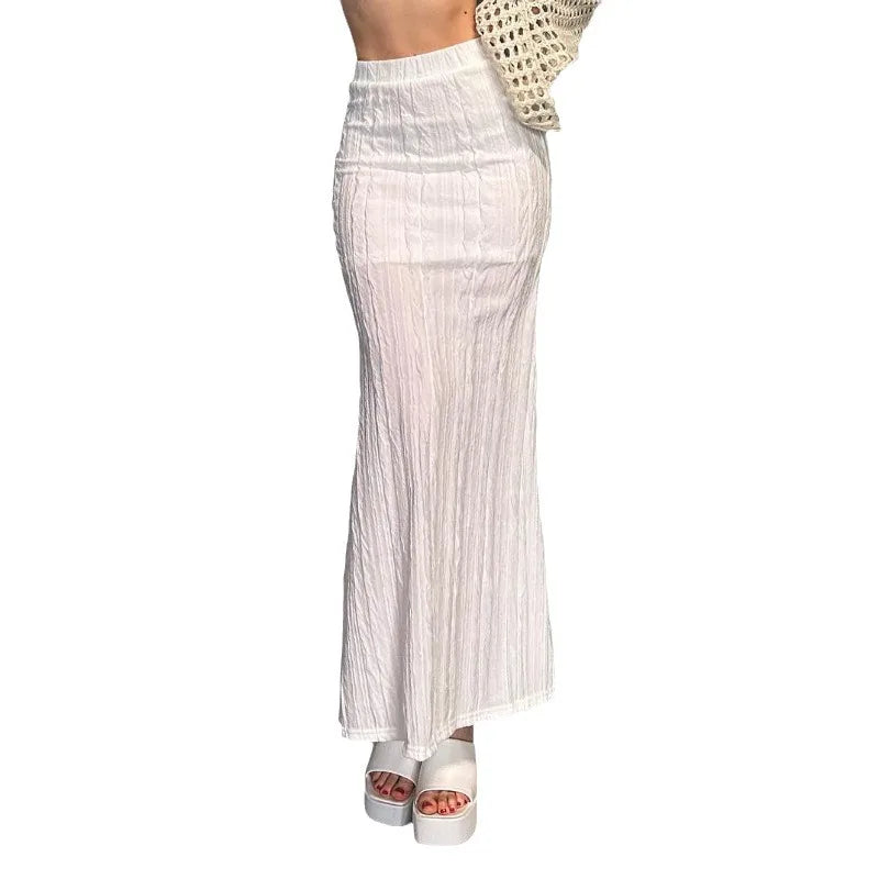 A sexy solid-color fishtail skirt and a fitted high-waisted skirt for women